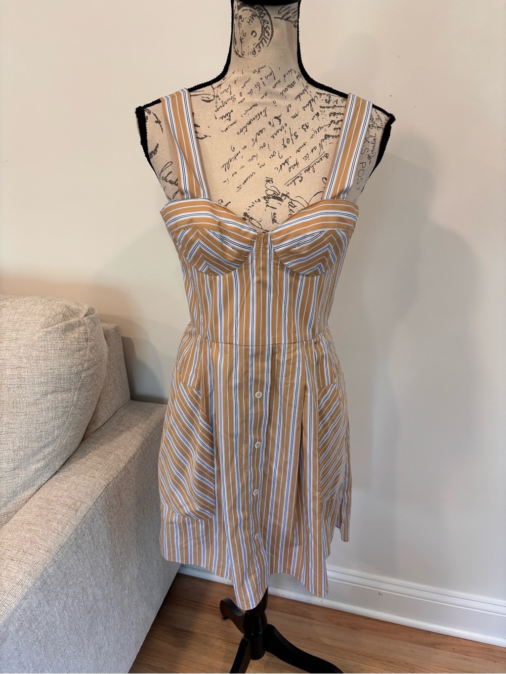 Lidaan Anna Bustier striped dress size Small NWT